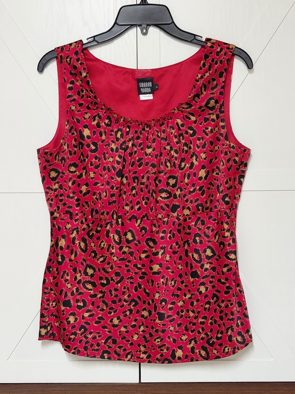 Sharon Young Red Leopard-Print *Side-Zip Tank/Camisole Womens Sz. 8